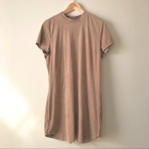 Faux-Suede Short Sleeve Mini Dress